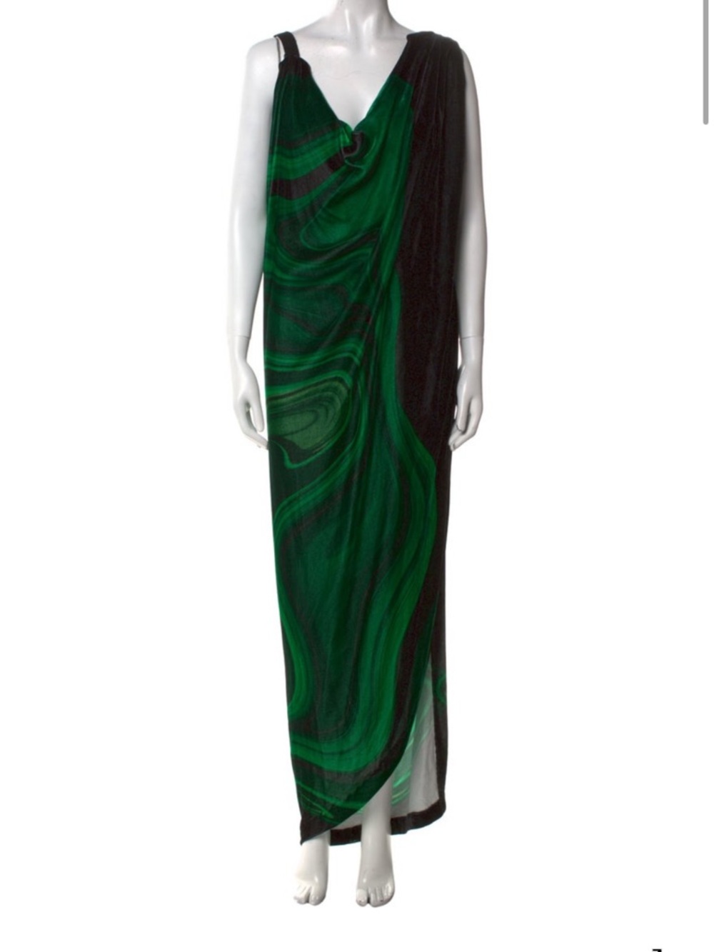 Maria Lucia Hohan Lucy OIl-Print Cowl-Neck Velvet Midi Dress